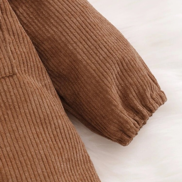 BABY BROWN CORDUROY BUTTON FLAP POCKET JUMPSUIT (0-3months) - Picture 4 of 4